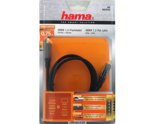 HDMI kábel 0,75m pozlátený, plochý, High Speed