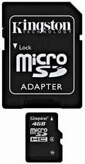 Micro SDHC 4GB Class4 + adaptér